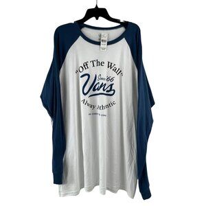 Vans Men's "Off The Wall" Raglan Sleeve T-Shirt 3XL Classic Fit White & Blue